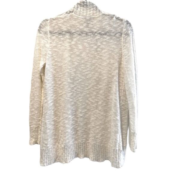 LOFT Open Waterfall Front Long Sleeve Cream Sweater Petite Medium - Picture 2 of 4